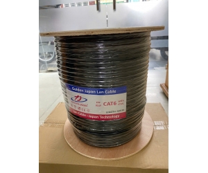 Cable LAN GOLDEN JAPAN FTP CAT6 CCA 305m Đen Chuyên Ngoài trời (Thép treo + Lớp dầu + Chống nhiễu )