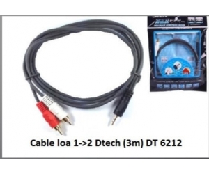 Cable Loa Dtech dt 6212 1 đầu 3.5mm ra 2 đầu AV (Bông sen đực) dài 3m FV