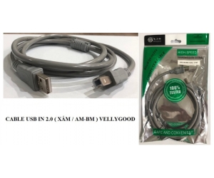 Cable Máy in 1.5m VellyGood Chống nhiễu 2.0 (Xám)