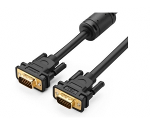 Cable VGA 1.5m Ugreen 11630, 2 đầu VGA VG101(Dây tròn trơn đen, Hàng cao cấp)