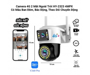 Camera 2 mắt 4G HY-2323 4Mpx (350°-90°, Mỗi mắt 2Mpx, Đàm thoại 2 chiều, Có Màu Ban Đêm, Báo Động, Theo Dõi Chuyển Động, Kèm nguồn 12V) 