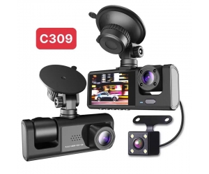 Camera hành trình xe hơi C309 ( 2 inch, 3 mắt , FullHD 1080P, hỗ trợ ghi âm)