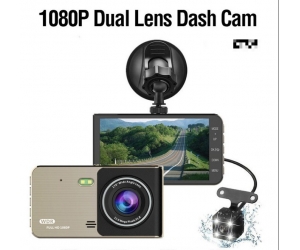 Camera hành trình xe hơi K8 - Camera kép trước và sau (Màn hình 4inch, Độ phân giải 1296P, Hỗ trợ thẻ đến 32GB, Hồng ngoại) 