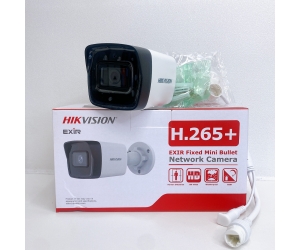 Camera IP HIK DS-2CD1043G2-IUF (Thân, 4MP 2560x1440, F2.0, H.265+, Hồng ngoại 30m, Có Mic, Không đàm thoại 2 chiều, PoE)