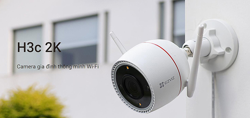 Camera IP Wifi EZVIZ CS-H3c-R100-1K3WKFL 3MP/2K Chính hãng (Thân Ngoài  trời, 2304x1296, F2.0, 2.8mm, Có màu 24/24, Đàm thoại 2 chiều, còi báo động  và đèn chớp,Kèm nguồn 12V) - Vi Tính