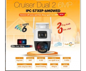 Camera IP Wifi IMOU Cruiser Dual 2 IPC-S7XEP-6M0WED 6MP Chính hãng  (355°-80°, 5MP mỗi mắt, 2304x 1296, 3.6mm, H265, Đàm thoại 2 chiều, Phát hiện chuyển động - người - phương tiện, Có LAN, Kèm nguồn 12V)