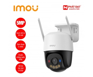 Camera IP Wifi IMOU Cruiser SC IPC-K7FP-5H0WE 5MP Xoay Ngoài trời Chính hãng (355°-90°, 1920x1080, 3.6mm, H.265, Có Mic Loa tích hợp, Đàm thoại 2 chiều, Đèn báo động, Có màu ban đêm, DWDR, Có LAN, Kèm nguồn 12V) 