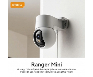 Camera IP Wifi IMOU Ranger Mini IPC-K2MP-3H1WE Chính hãng (355°-50°, 2304x1296, 3.6mm, H265, Hồng ngoại 10m, Đàm thoại 2 chiều, Phát hiện chuyển động, Chế độ riêng tư, Có LAN, Kèm nguồn 5V)