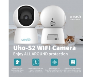 Camera IP Wifi UNIARCH UHO-S2 2.0MP Robo Chính hãng (1920x1080, 4mm, F2.0, H.265, Đàm thoại 2 chiều, Hồng ngoại 10m, Ko LAN, Kèm nguồn 5V, App Ezlive UNV)