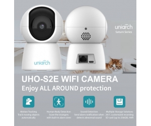 Camera IP Wifi UNIARCH UHO-S2E 2.0MP Robo Chính hãng (1920x1080, 3.6mm, F2.0, H.265, Đàm thoại 2 chiều, Hồng ngoại 10m, Có LAN, Kèm nguồn 5V, App Ezlive UNV)
