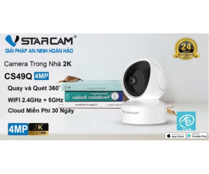 Camera IP Wifi STARCAM CS49Q 4MP Robo Chính hãng (Đàm thoại 2 chiều, Hồng ngoại 10m, Có LAN, Kèm nguồn 5V) + Thẻ nhớ MicroSD 64G Class10 Box