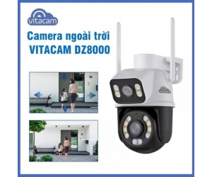 Camera IP Wifi VITACAM 2 mắt DZ8000 8MP Xoay Ngoài trời Chính hãng (350°-100°, Mỗi mắt 4MP, 2560x1440, Đàm thoại 2 chiều, Kèm nguồn 12V)