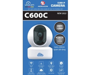 Camera IP Wifi VITACAM C600C 3MP (355°-90°, 2304x1296, 2.8mm, H.265, Đàm thoại 2 chiều, Kèm nguồn 5V, Ko LAN)