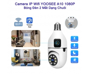 Camera IP Wifi YOOSEE 2 mắt A10 2MP bóng đèn (360°-90°,Mỗi mắt 2MP, 1920x1080, Đàm thoại 2 chiều, Có màu ban đêm, Ko LAN, Kèm đuôi đèn 220V)