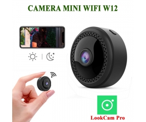 Camera IP Wifi Mini W12 2MP (Nhỏ gọn, 1080p, Hồng ngoại, H.264, Phát hiện chuyển động, Hỗ trợ thẻ nhớ lên đến 32G, App LookCamPro)