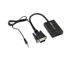 Cable chuyển VGA to HDMI 25cm (VGA đực sang HDMI cái, có Audio, Box)