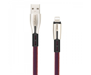Cáp sạc Lightning - VIVAN BTK-L Red-Brown Chính hãng (Sạc nhanh, TPE + bọc vải dệt, 2.4A, 1m)