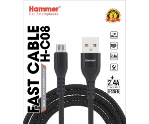 Cáp sạc MicroUSB - Hammer C08M (Sạc nhanh, dây dù, 2.4A, 1m)