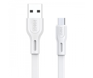 Cáp sạc MicroUSB - ROBOT RDM100S White Chính hãng (Sạc nhanh, PVC, dây dẹp, 2.4A, 1m)