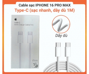 Cáp sạc Type-C 16 PRO MAX Type-C to Type-C (Sạc nhanh, Dây dù, 1m)