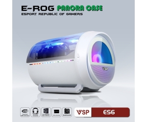 Case VSP E-ROG PANORA ES6 Gaming White (315x450x350mm, Hông + Mặt trước Mica, 1xUSB3.0, Có kèm fan, Nguồn dây dài) 