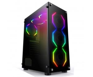 Case VSP KA-210 (360x195x435mm, Hông + Mặt trước kính cường lực, 1xUSB3.0, Fan đuôi 12cm, Ko kèm fan)
