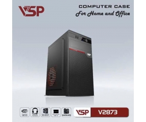 Case VSP 28XX-2873 Black (290x170x350mm, Fan đuôi 1x80mm ko kèm, Fan hông 1x120mm ko kèm, 2xUSB2.0, 1xHDD, 1xSSD, Nguồn trên dây ngắn)