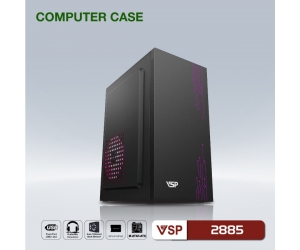 Case VSP 28XX-2885 Black (290x170x350mm, Ko kèm Fan đuôi 8cm, Nguồn trên dây ngắn)