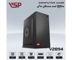 Case VSP 28XX-2894 Black (275x170x350mm, Fan đuôi 1x90mm ko kèm, Fan hông 1x120mm ko kèm, 2xUSB2.0, 1xHDD, 1xSSD, Nguồn trên dây ngắn) 