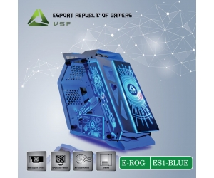 Case VSP E-ROG ES1 Gaming Blue (563x254x496mm, Hông kính cường lực, 1xUSB3.0, Sẵn LED, Nguồn dưới dây dài) + Tặng Mouse Bosston M710