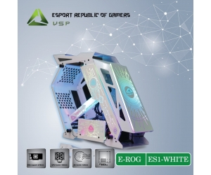 Case VSP E-ROG ES1 Gaming White (563x254x496mm, Hông kính cường lực, 1xUSB3.0, Sẵn LED, Nguồn dưới dây dài)