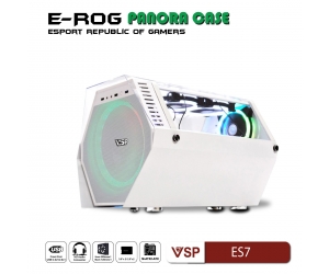 Case VSP E-ROG ES7 Gaming White FV (315x450x350mm, Fan đuôi 1x120mm/1x80mm ko kèm, Fan trên 2x120mm ko kèm, Fan trước 1x200mm ko kèm, 1xUSB3.0, 2xUSB2.0, Tản nhiệt 165mm ko kèm)
