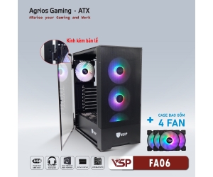 Case VSP FA06 Black (375x200x452mm, Hông kính cường lực, Fan đuôi 1x120mm đã kèm, Fan trước 3x120mm đã kèm, Fan trên 2x120mm ko kèm, 1xUSB3.0, 2xUSB2.0, 2xHDD, 2xSSD, Tản nước 120/240mm ko kèm, Nguồn dưới dây dài) 