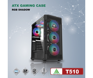 Case VSP T510 Black (340x210x440mm, Mặt trước lưới, Hông cường lực, 1xUSB3.0, Fan đuôi 12cm, Ko kèm fan)