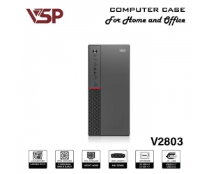 Case VSP V2897 Black (270x160x350mm, Fan đuôi 1x90mm ko kèm, Fan hông 1x90mm ko kèm, 1 x USB 2.0, 1 x USB 3.0+ Audio, 1xHDD, 1xSSD)