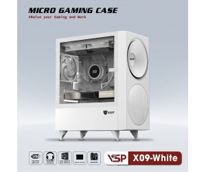 Case VSP X09 White (365x200x426mm, Hông trong suốt, Fan đuôi 1x120mm ko kèm, Fan trước 2x120mm ko kèm, Fan trên 2x120mm ko kèm, 1xUSB3.0, 2xUSB2.0, 2xHDD, 2xSDD, Nguồn dưới dây dài) (Liên hệ nhân viên kinh doanh để được giá tốt hơn) 