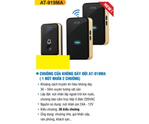 Chuông cửa ko dây ATA AT-919MA (1 nút nhấn 2 chuông, 36 kiểu chuông)