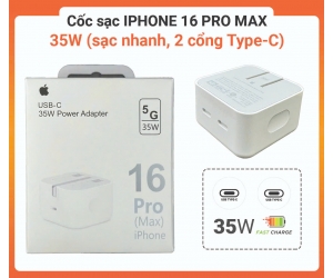 CÓC SẠC IPHONE 16 PRO MAX 35W (SẠC NHANH, 2 CỔNG TYPE C)