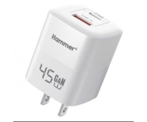 Cóc sạc nhanh HAMMER SN-H-GAN 2 45W (1 Cổng TYPE-C + 1 Cổng USB) FV 