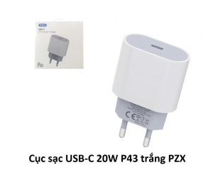 Cóc Sạc Type-C 20W P43 White PZX BH1T (ĐTHP)