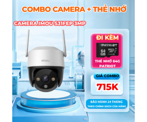 Combo Camera IP Wifi IMOU Cruiser SE+ IPC-S31FEP 3MP + Thẻ nhớ MicroSD 64G Patriot Chính hãng