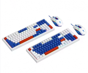 Combo KBM T-WOLF TF610 (USB/Blue-White/98 Highcap key/1.5m/3600dpi/6 key/1.35m)