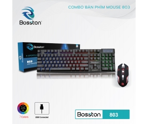 Combo Keyboard + Mouse BOSSTON 803 Black Chính hãng