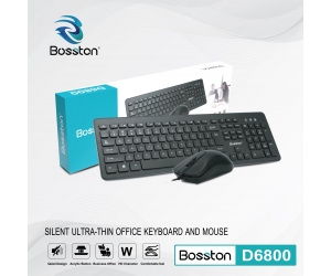 Combo Keyboard + Mouse BOSSTON D6800 Full Đen Chính hãng