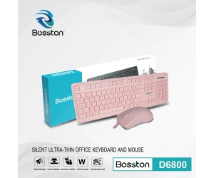 Combo Keyboard + Mouse BOSSTON D6800 Full Pink Chính hãng