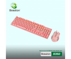 Combo Keyboard + Mouse BOSSTON EK9350 Chính hãng (Phím Cơ - Màu Hồng)