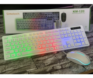 Combo Keyboard + Mouse Simetech KM-120 White LED