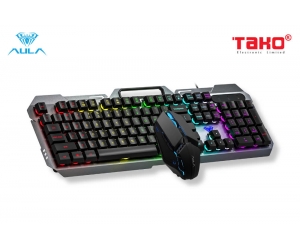 Combo ko dây Keyboard + Mouse AULA F2023 ( Giả cơ, LED 7 màu, USB)