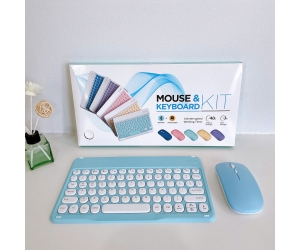  Combo ko dây Keyboard + Mouse bluetooth 10inch (phím tròn) BH12T - Màu xanh dương 