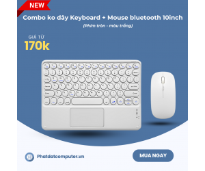 Combo ko dây Keyboard + Mouse bluetooth 10inch (phím tròn) BH12T - White